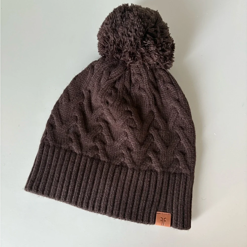 FRYE Brown Cable Knit Beanie One Size NWOT